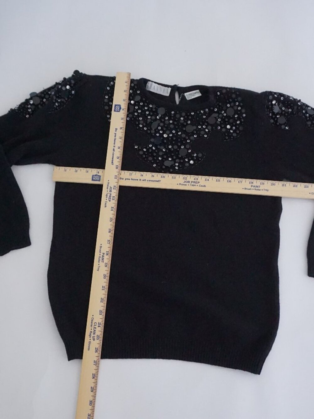 Vintage Shannan Black Beaded Sequin Knit Sweater Lambswool Angora Blend L - Picture 3 of 12